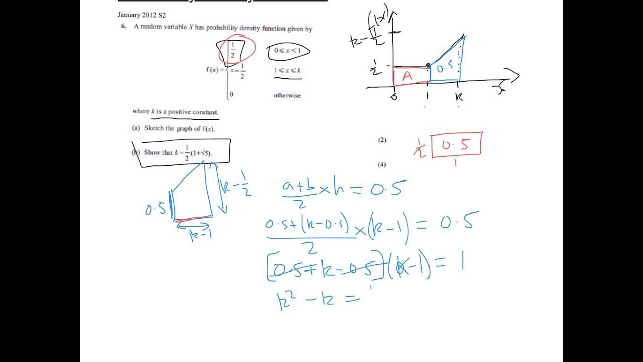 Finding k on a pdf using shapes