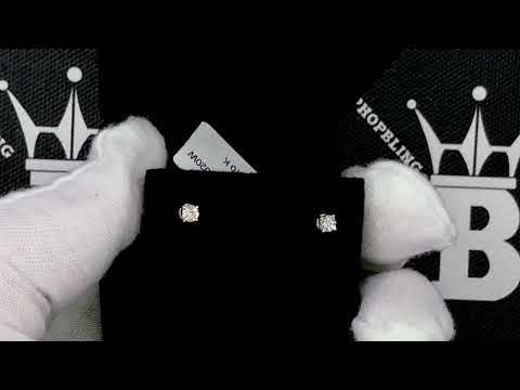 Diamond Stud Earrings 4MM Miracle Setting 10K White Gold | Real Hip Hop Jewelry