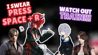 Biboo and IRyS can't stop Laughing about Leon Reaction Time to dodge from incoming Train