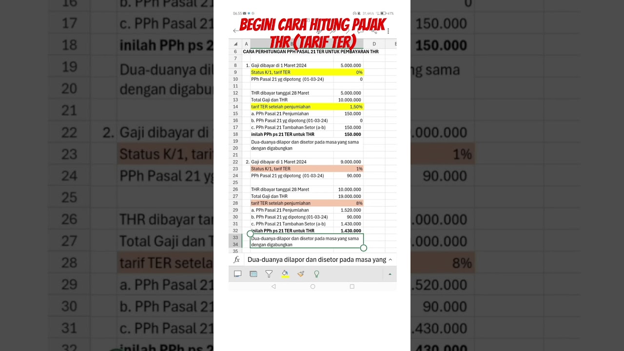 Begini cara hitung PPh Pasal 21 TER untuk pembayaran THR #pph21 #pajakthr #TER Gmn jd gede ya guys?