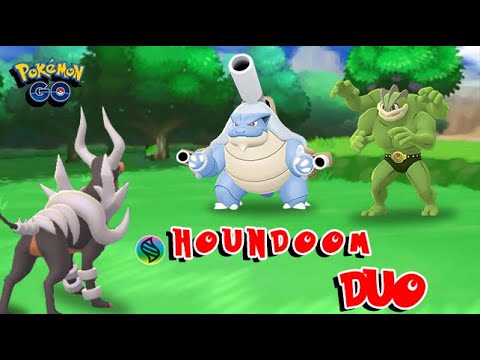 Pokemon Go Mega Houndoom Duo With Mega Blastoise /Level 50 Machamp