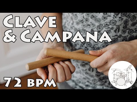 Play Along Drums Clave and Campana 72 bpm :: Ritmo Para Tocar Clave y Campana 72 bpm