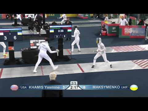 2022 229 T16 07 F E Cadets Individual Dubai UAE WCH RED MAKSYMENKO UKR vs KHAMIS USA