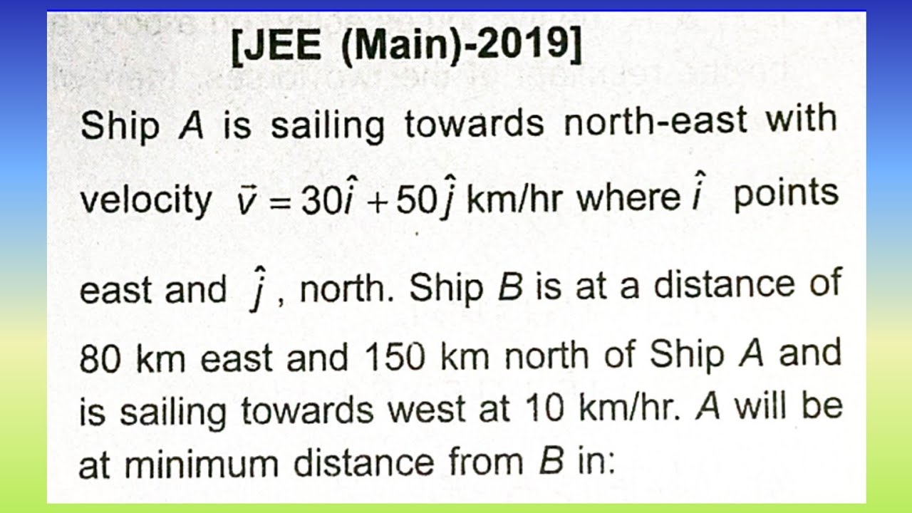 Ship A is sailing towards the north-east with velocity v = 30 î + 50 ĵ km/h,... | Krishna Ke Doubts
