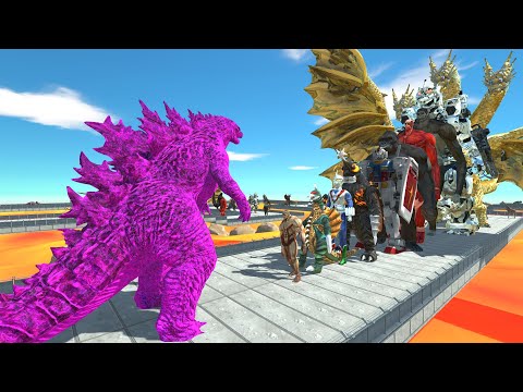 Godzilla Purple vs Ghidorah LAVA DEATH RUN - Animal Revolt Battle Simulator