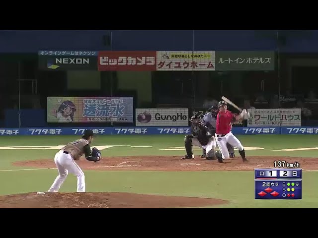 【2回裏】マリーンズ・荻野貴 同点に追い付くタイムリー!! 2016/8/3 M-F