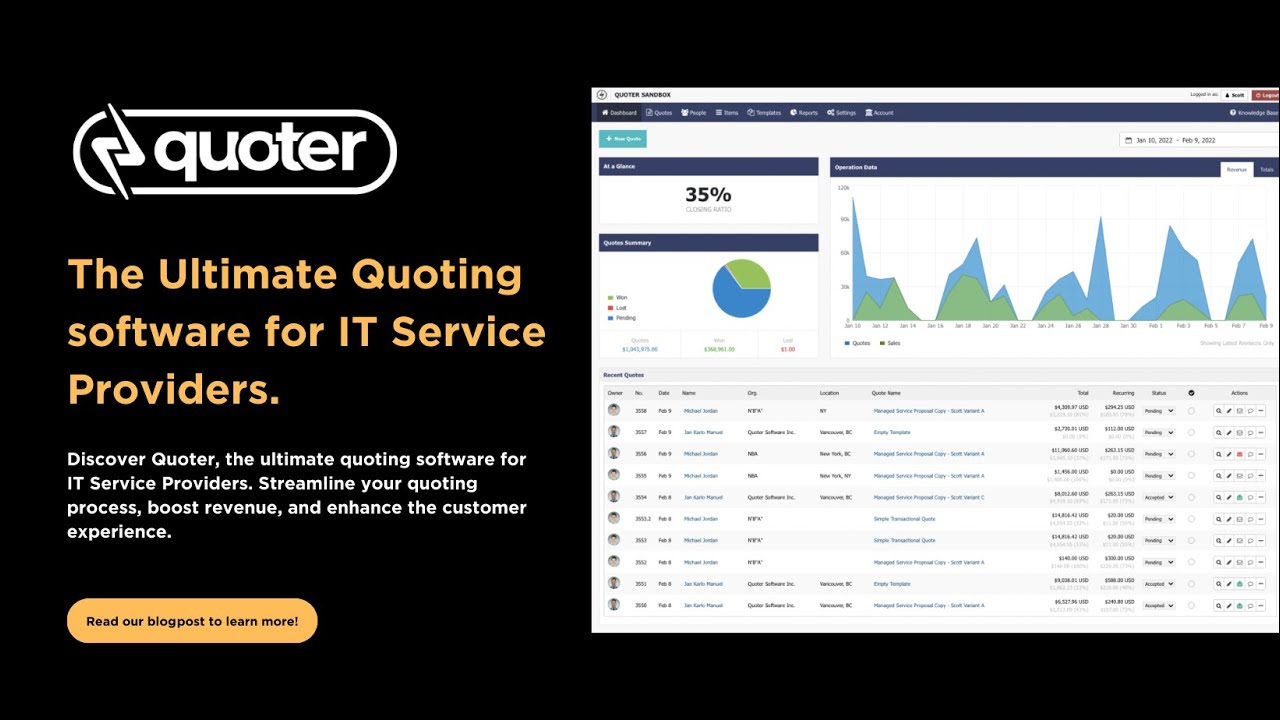Quoter: The Ultimate Quoting software for IT Service Providers.