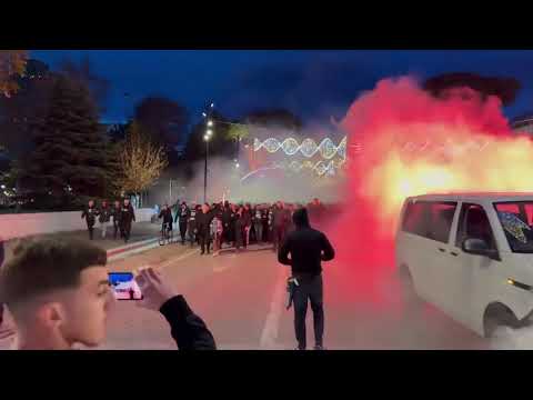 Albania 🇦🇱 Tirona fanatics now corteo at derby