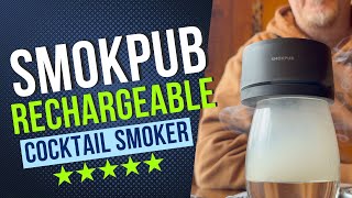 Smokpub Electric Whiskey Smoker Kit with 6 Wood Chips, Rechargeable Cocktail Smoker Kit Built in Lig