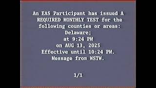 Comcast Emergency Alert System - Delaware Required Monthly Test (August 13, 2025)