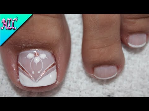 DISEÑO DE UÑAS PARA PIES FRANCÉS Y FLORES PRINCIPIANTES – FRENCH NAIL ART – FLOWERS NAIL ART – NLC