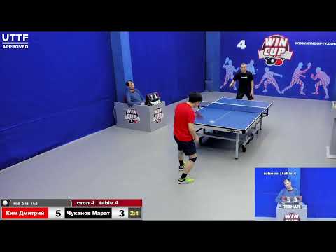 18:00 Ким Дмитрий 3-1 Чуканов Марат  стол 4 Юг-3  06.04.21