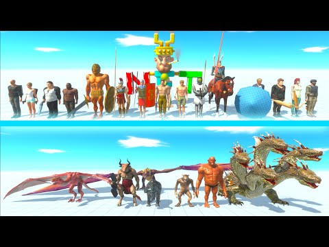 ALL HUMANS Team vs FANTASY Team - Animal Revolt Battle Simulator ARBS