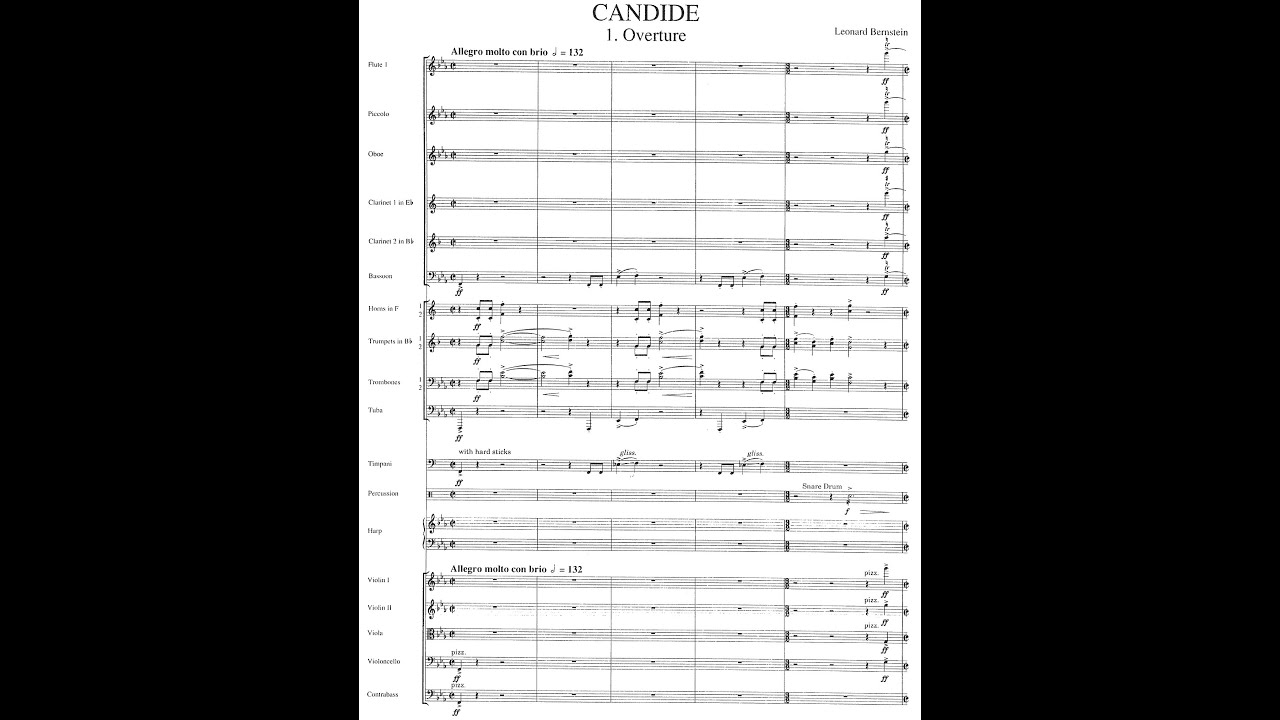 OVERTURE to CANDIDE by Leonard Bernstein, conducted by Bernstein {Audio + Full score}