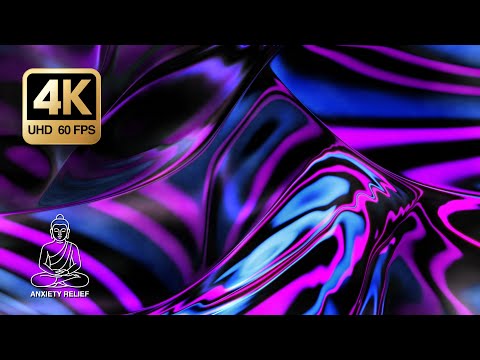 Neon Liquid Abstract Background 4K • 3 Hours Purple Blue Chrome Waves Loop (No Music)