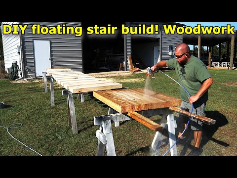 DIY floating stair build part 1! Stair treads and landing platform #673