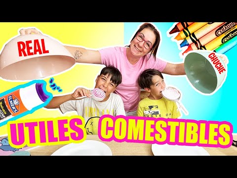 Material ESCOLAR✏️comestible vs. útiles escolares REAL ¿Quien ganará?