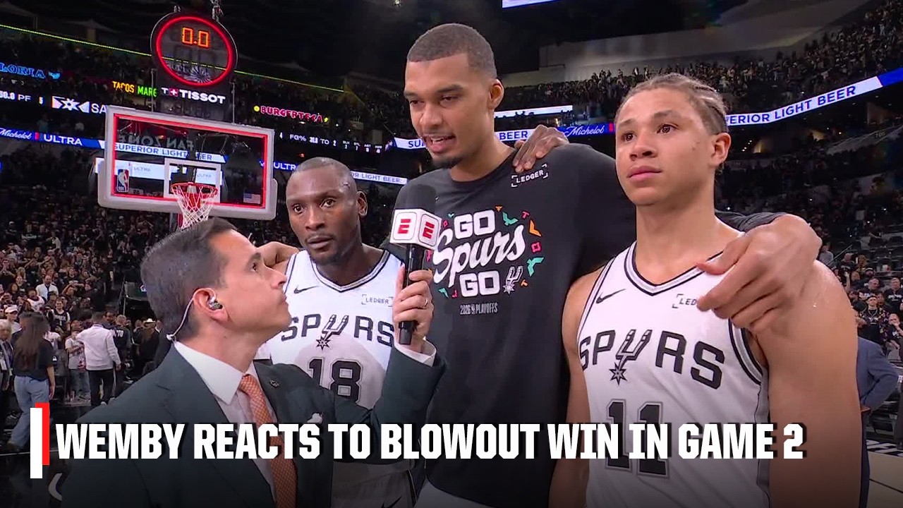 'We don't care' - Wemby on Spurs' playoff inexperience after beating the Wolves by 38 | NBA on ESPN