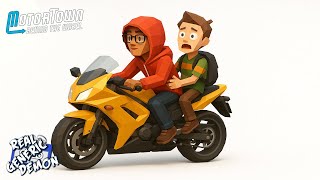 Motor Town Behind the Wheel 🌇 -  Picking up hitchhikers with a super bike 🏍️🔥