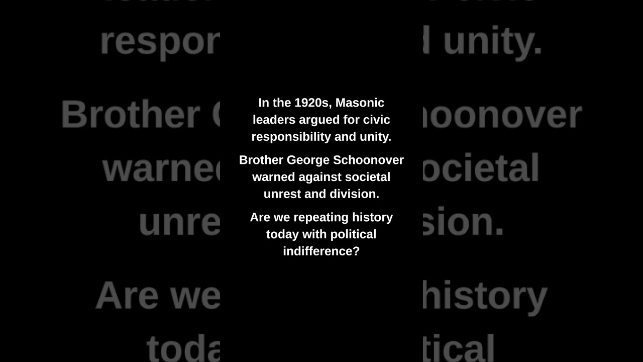 In the 1920s, Masonic leaders argued for civic responsibility and unity.