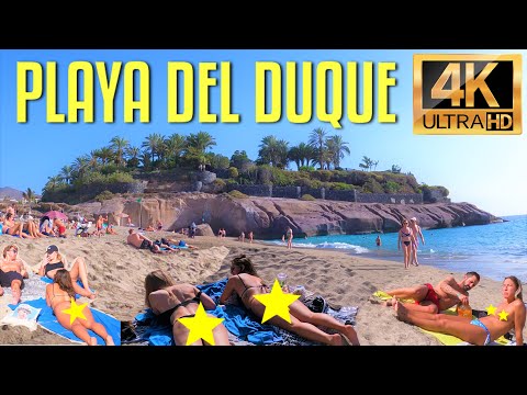 Playa del Duque // Beach Walk Tour Tenerife Spain December 2021 4K