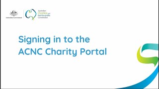 Signing in to the ACNC Charity Portal