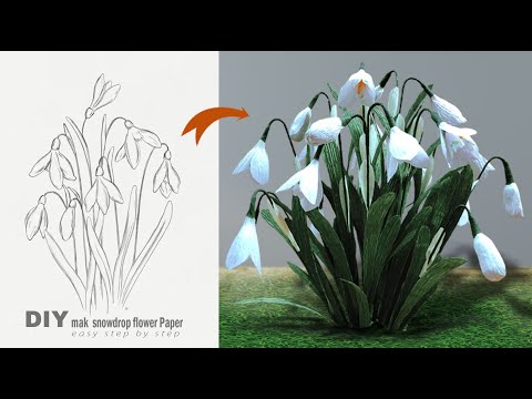 Beautiful snowdrop flower making with paper :: diy snowdrop flower Craft.