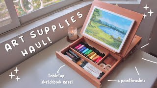 art haul 🎨 asmr unboxing ✨  tabletop easel, porcelain palette, paintbrushes, etc. 🌷 ft. meeden