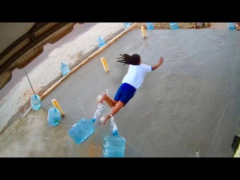 Girl Trips into Wet Cement
