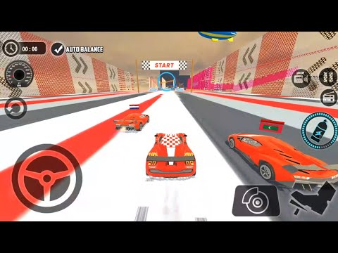 Impossible Car Tracks 3D - Red Sport Car Driving Stunts Multiplayer Mode - Android Gameplay
