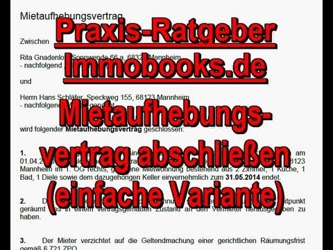 Mietaufhebungsvertrag abschließen als Alternative zur Kündigung. Mustertext - Vermietershop.de