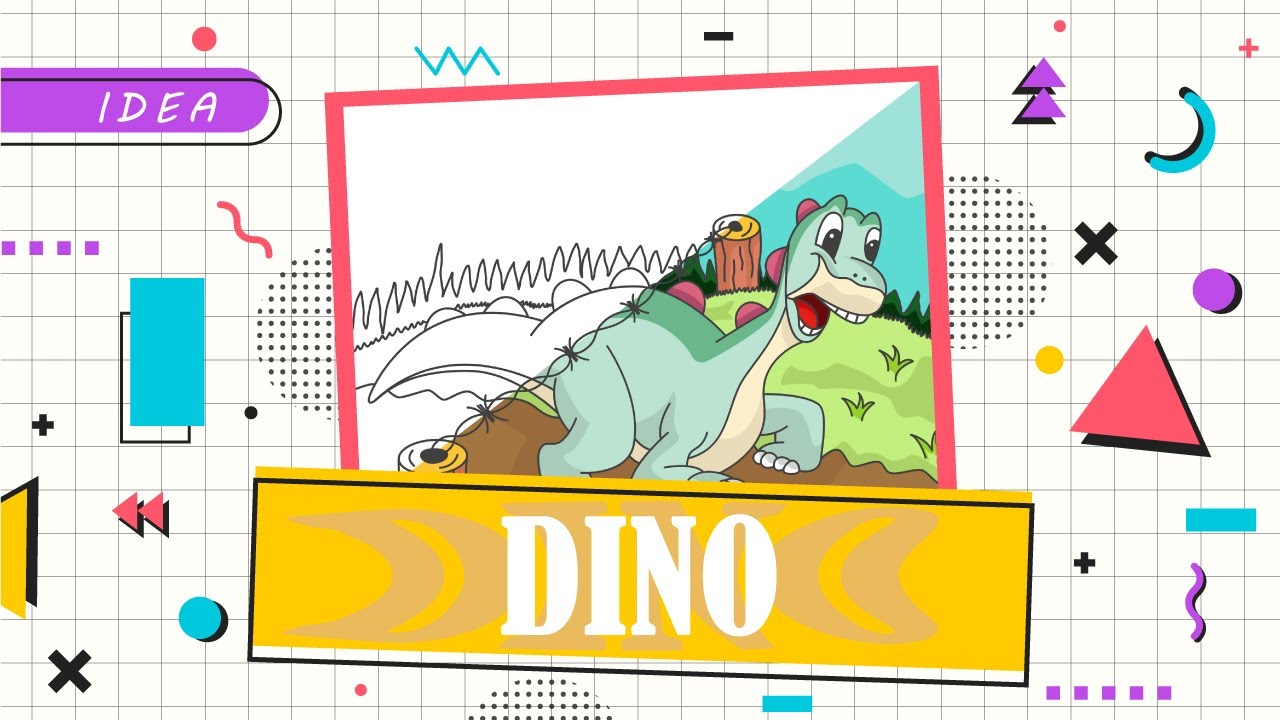 Looking for inspiration to draw a cute dinosaur dodging wires in a jungle landscape.