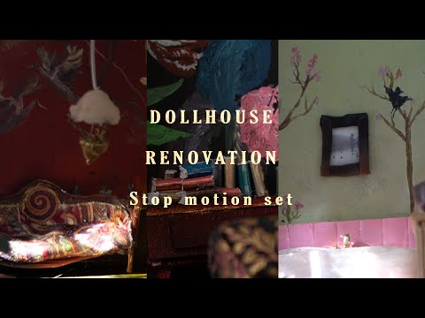 Dollhouse Renovation (for a stop motion animation set.) part 2 Art vlog