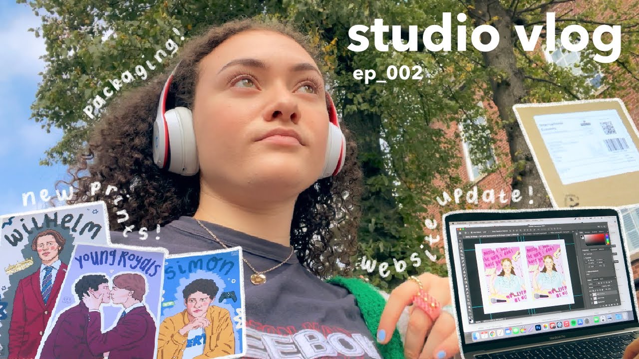 studio vlog 🎨 packing orders, new art prints + updating my website!!