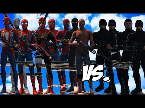 SPIDERMAN SUITS VS ROBOCOP ARMY - EPIC BATTLE