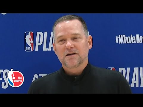 掘金隊在第七場比賽中獲勝後，邁克-馬龍準備在保麗龍中開派對，2020年NBA季後賽。 (Mike Malone ready to go party in the bubble after Nuggets' Game 7 win | 2020 NBA Playoffs)