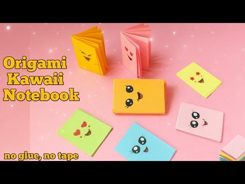 DIY Kawaii notebook of 1 Sheet of Paper / How to make a Paper Mini Notebook /No Glue , No Tape Craft