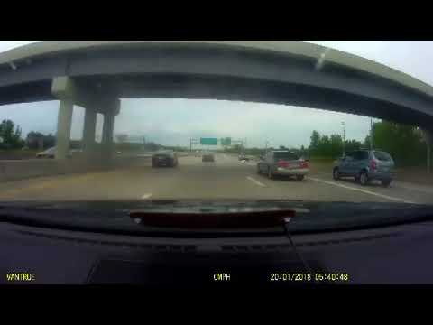 Texas driver merges into car in Louisville, Kentucky. Crashes.