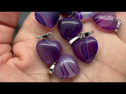 Серце з фіолетового агату - підвіска-кулон 18*15мм