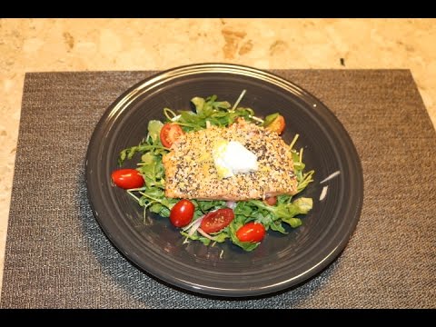 Home Chef - Salmon Crusted with "Everything Bagel" Seasoning w/ Arugula Salad & Lemon Vinaigrette