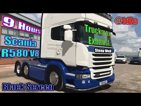 Diesel Engine Sound | Scania V8 | Truckmax | Open Pipe | 9 Hours | Black Screen | ASMR