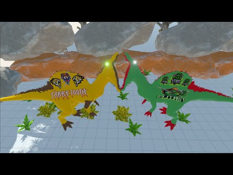 SABRETOOTH SPINOSAURUS FOREST DEATH RUN - Animal Revolt Battle Simulator