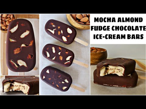 Mocha Almond fudge ice-cream bars | No churn homemade ice cream bars