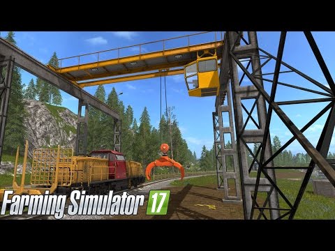 Farming Simulator 17 - DRIVABLE TRAIN & LOG CRANE (Transporting logs by train)