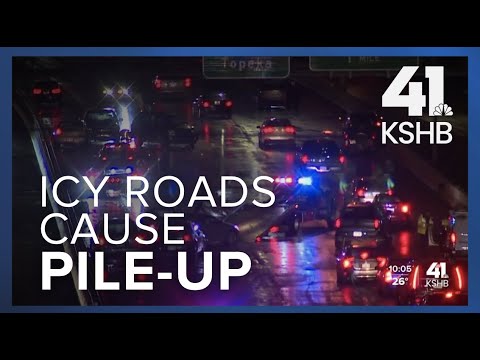 Icy conditions lead to 8-car pileup on Interstate 670 in Kansas City