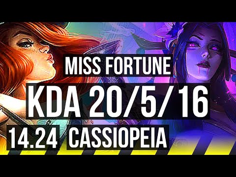 MISS FORTUNE & Pyke vs CASSIOPEIA & Leona (ADC) | 8k comeback, 72k DMG | KR Challenger | 14.24