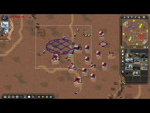 OpenRA Combined Arms; skirmish mode, map Aqueducts; GDI VS naval AI Nod; 20min timer, mechwar time!!