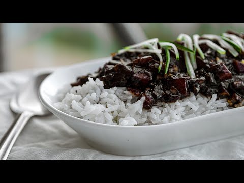 Korean Black Bean Sauce with Rice - Easy Vegan Jjajangbap Recipe