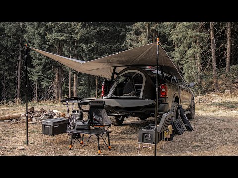 Perfect Instant Pop-Up tent on the Bed of 2025 Ram 1500 Rebel!! Silent Truck Camping