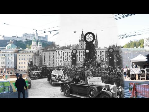 Adolf Hitler besucht sein Heimatland, FRÜHER und HEUTE *Anschluss Österreichs zu Deutschland 1938